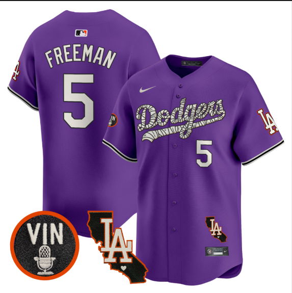 Men Los Angeles Dodgers 5 Freeman 2025 purple Limited Stitched Jersey